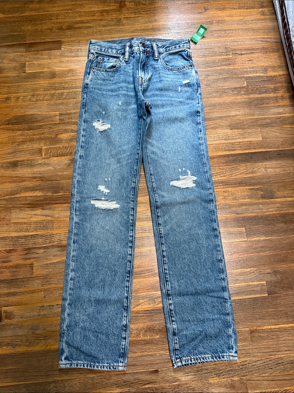 Gap boys 16 slim 90s original straight Blue Distressed Straight Jeans N W T